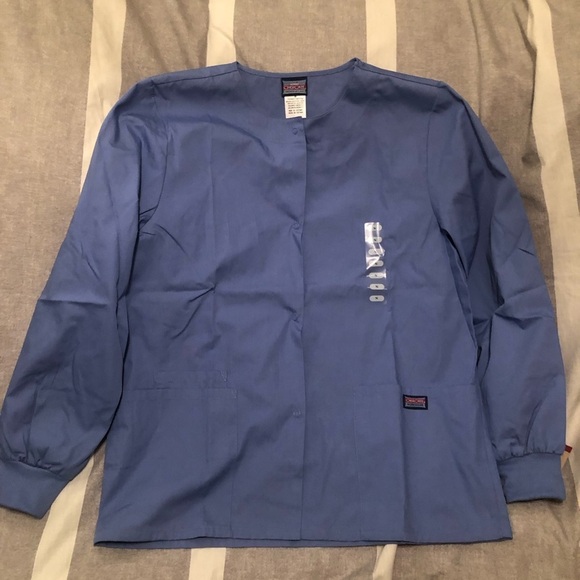 Cherokee Workwear Women's 3-Pocket Snap Front Scrub Jacket size small Ceil Blue - Picture 6 of 8